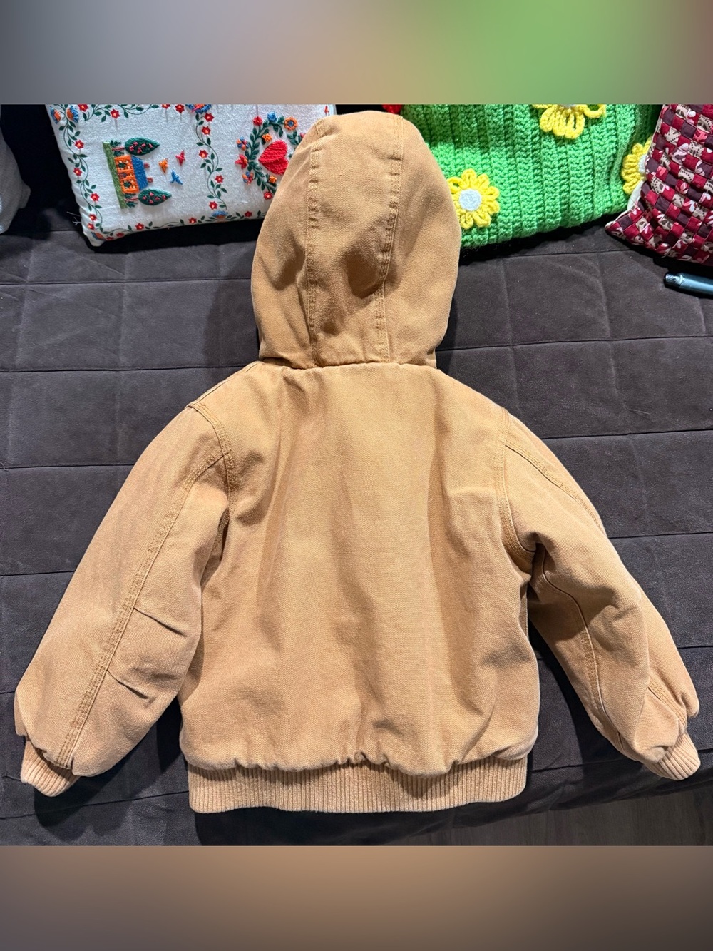 Carhartt Kids Tan Hooded Zip-Front Work Jacket - Picture 6 of 6